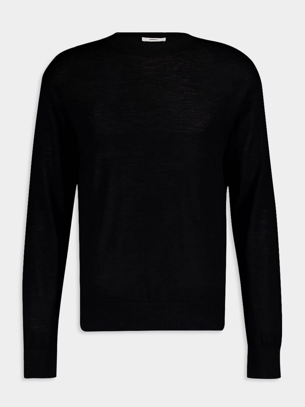 Black Merino Wool Jumper Knitwear Mens - men's sweaters sale