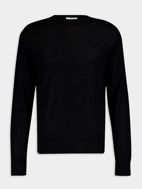 Black Merino Wool Jumper Knitwear Mens - men's sweaters sale