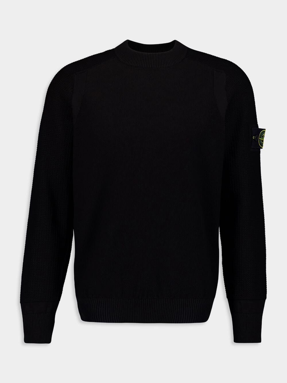 Black Organic Cotton Crewneck Knit Tops Mens - thermal tops