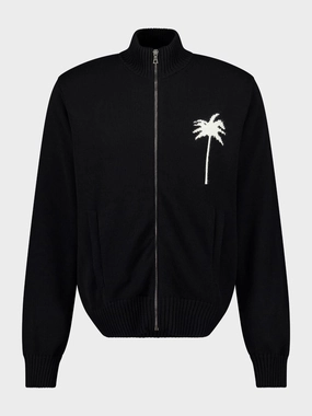 Black Palm Tree Knit Track Jacket Knitwear Mens - men's sweaters sale