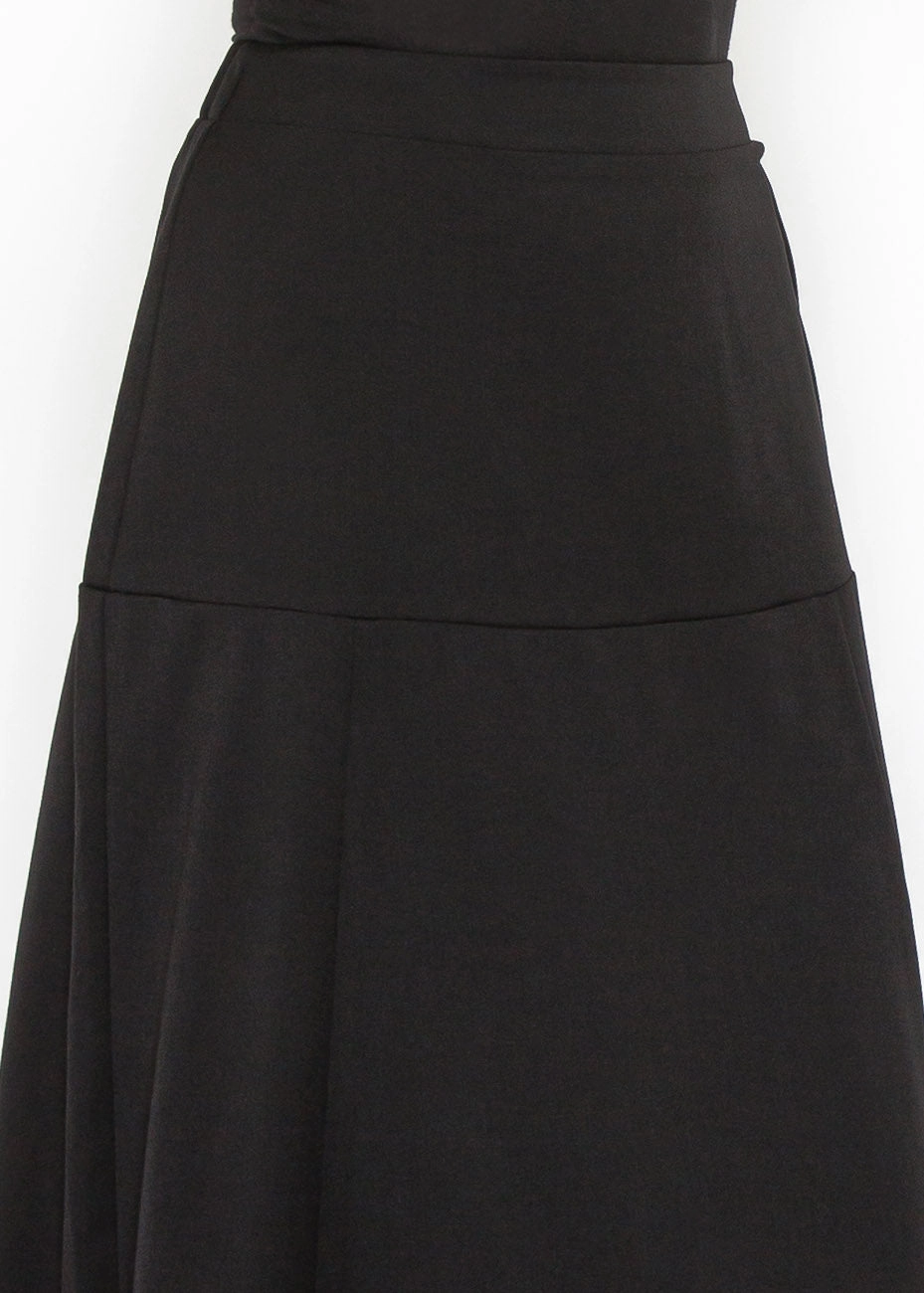 Black Panel Midi Skirt