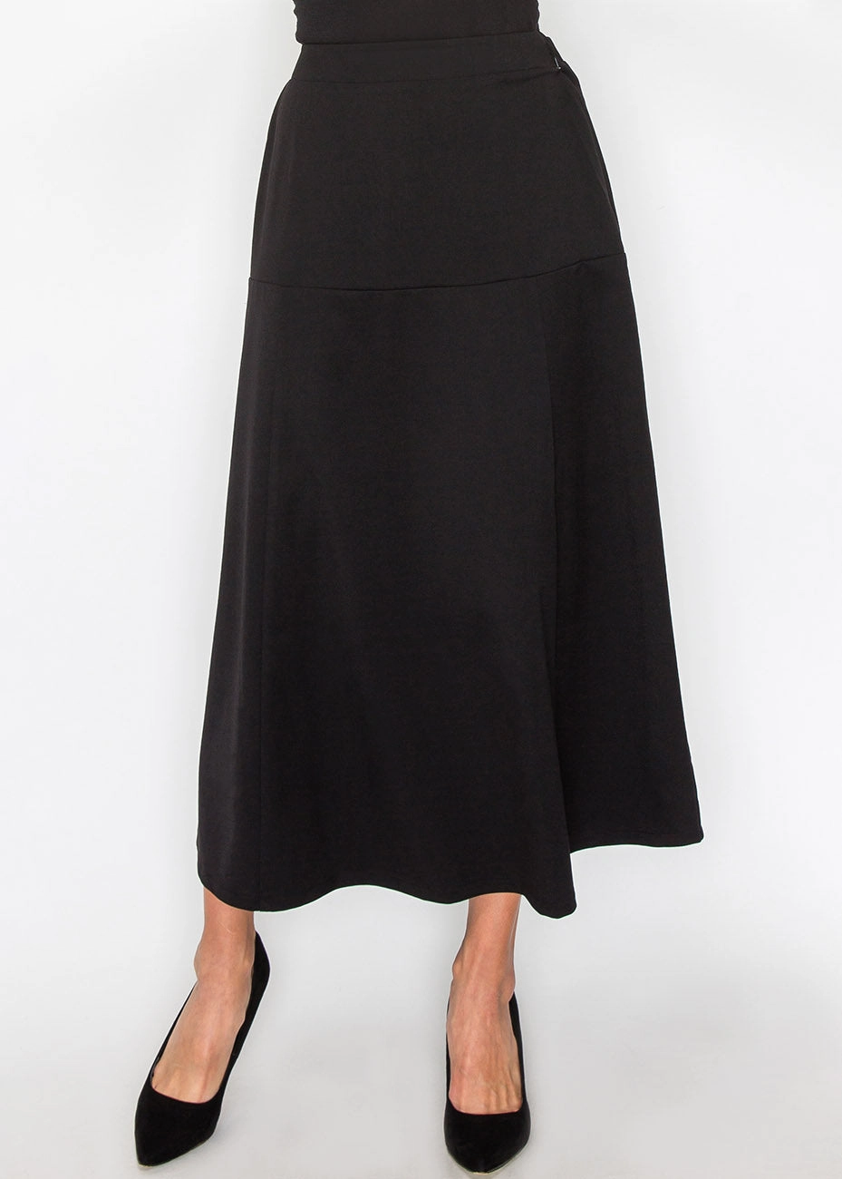 Black Panel Midi Skirt