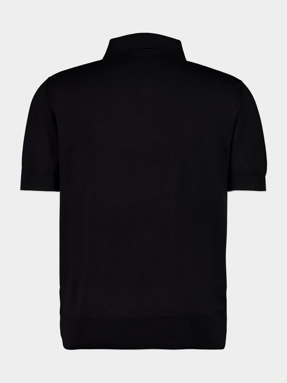 Black Polo Regular Fit Cotton Silk Knit