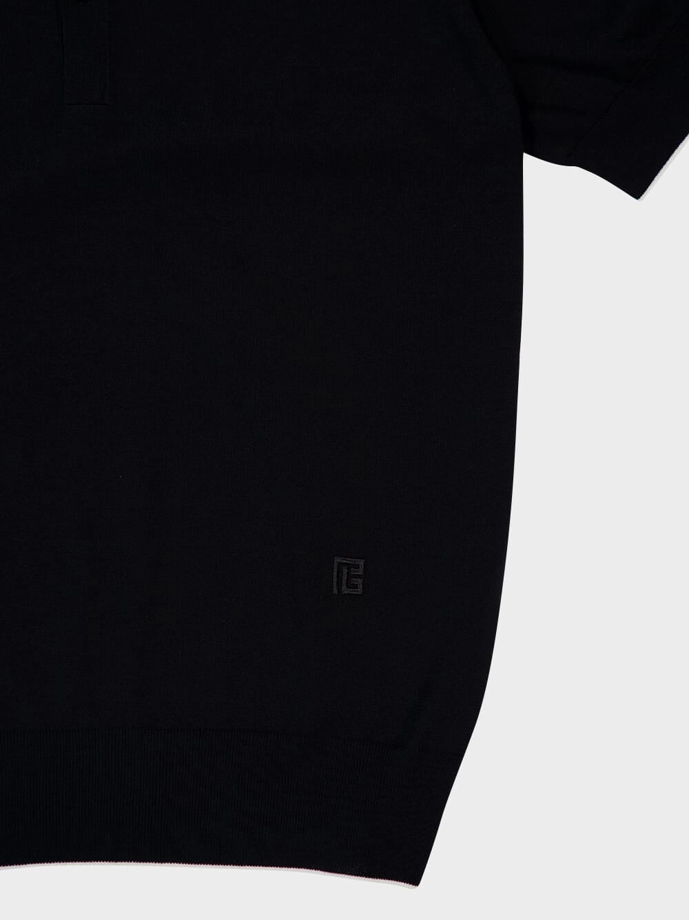 Black Polo Regular Fit Cotton Silk Knit