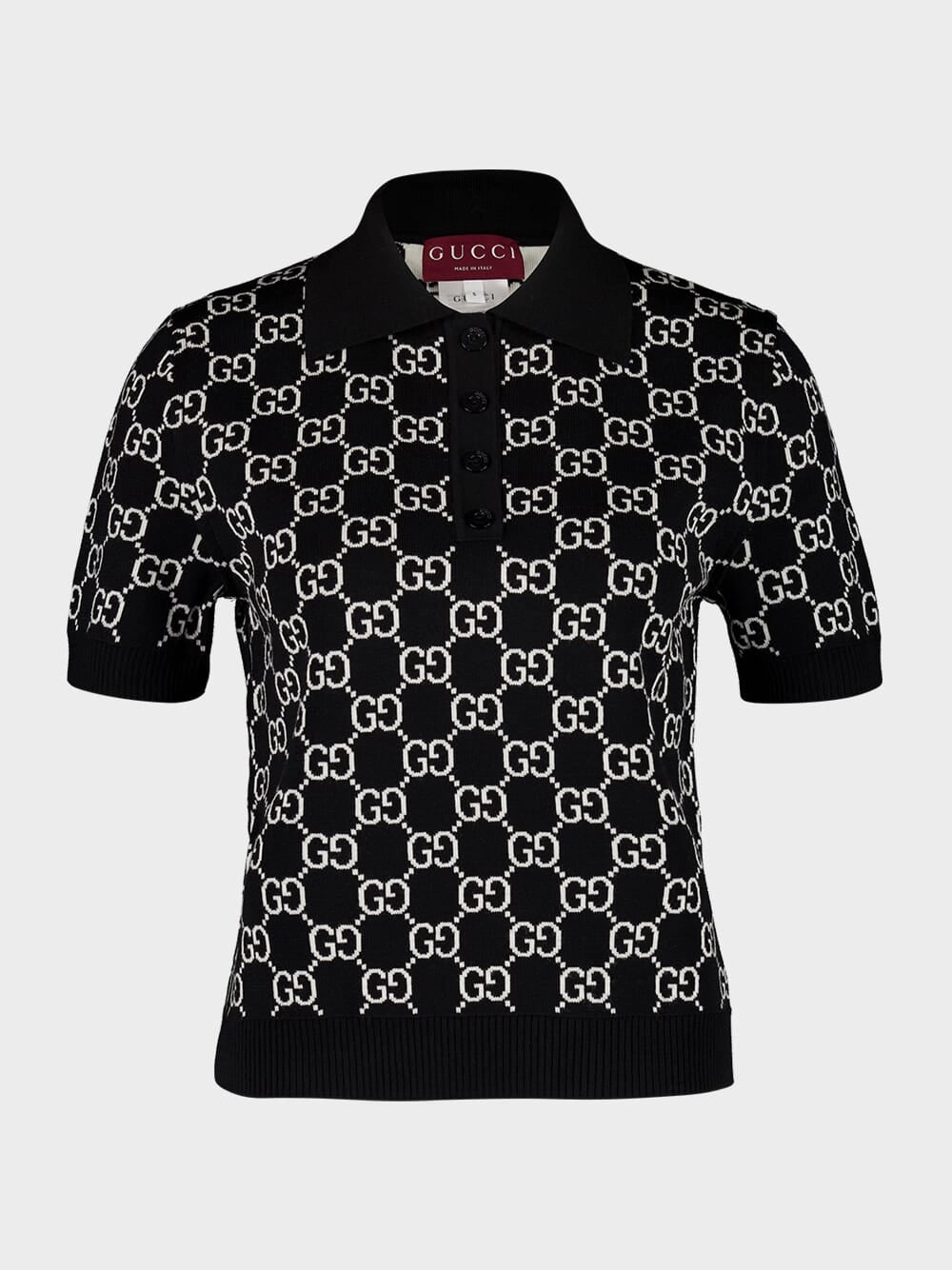Black Reversible GG Wool Polo Shirt Knitwear Womens - women's knitwear cheap