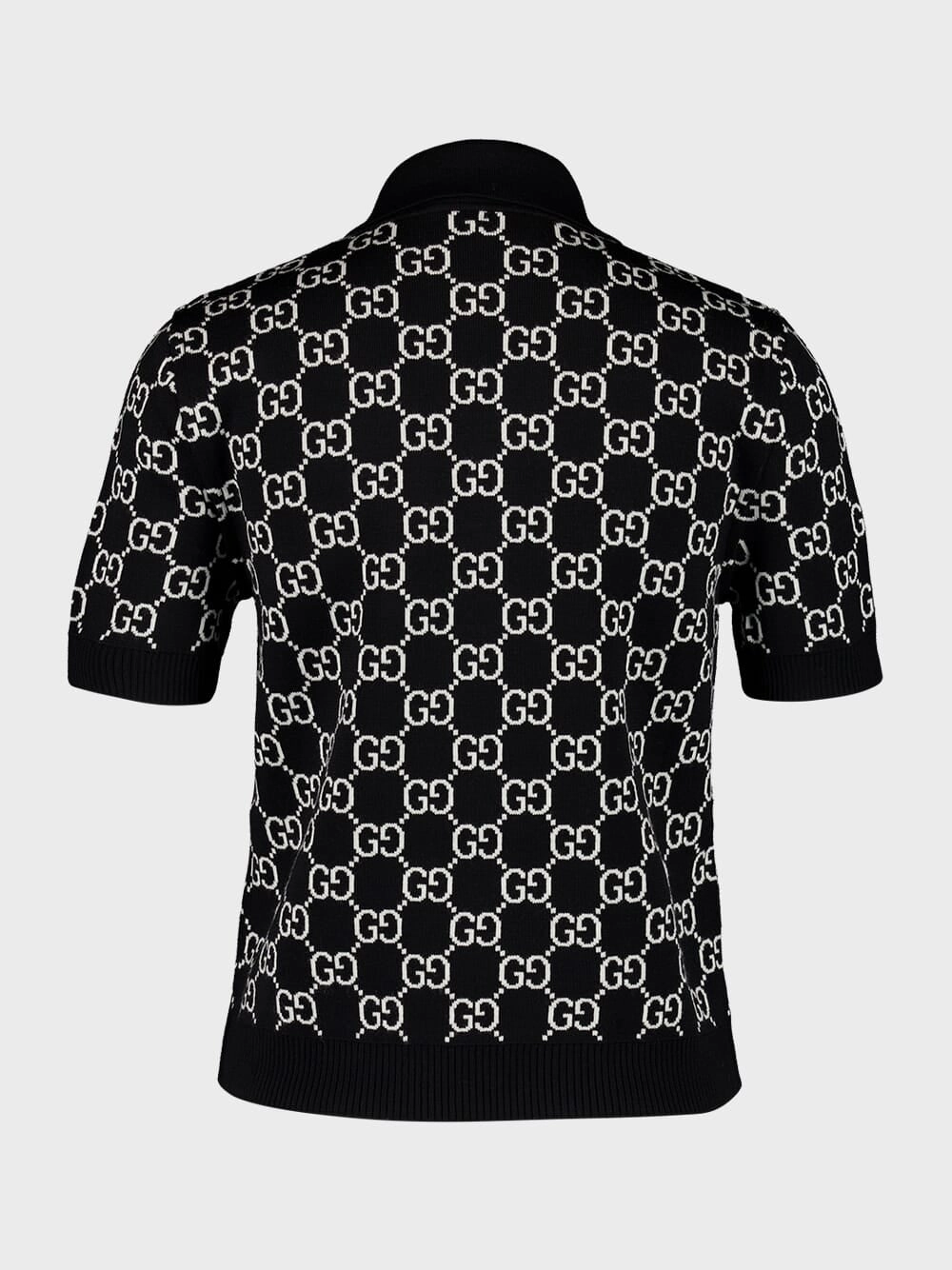 Black Reversible GG Wool Polo Shirt
