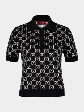Black Reversible GG Wool Polo Shirt Knitwear Womens - women's knitwear cheap