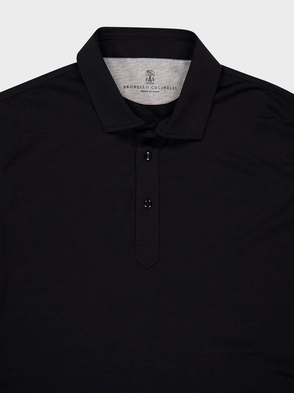 Black Silk-Cotton Faux-Layer Polo