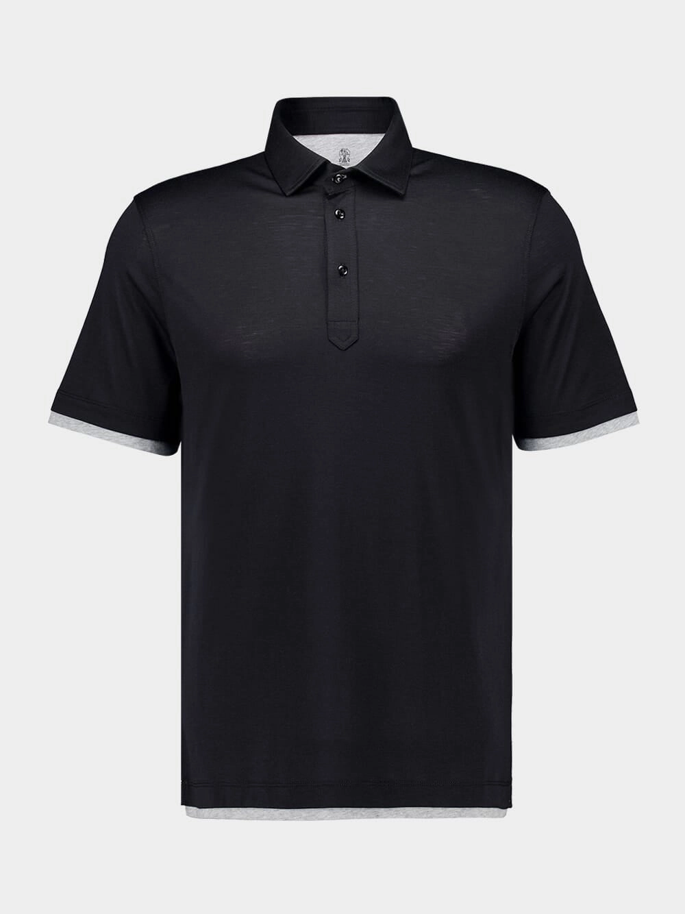 Black Silk-Cotton Faux-Layer Polo Tops Mens - men's t-shirts outlet