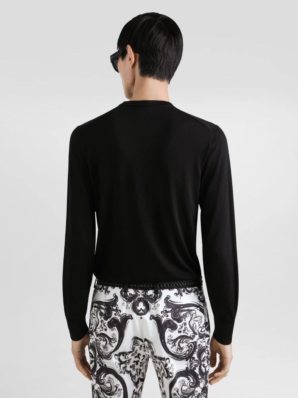 Black Silk Crewneck Pullover
