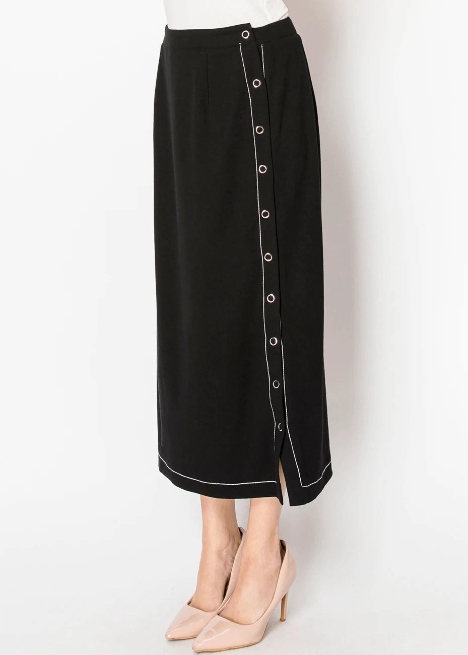 Black Skirt with Contrast Stitching & Eyelets