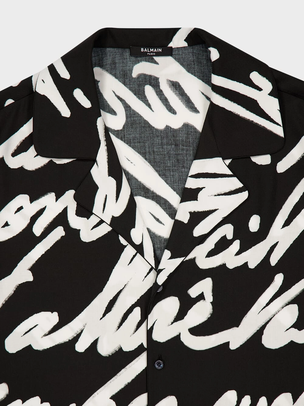 Black Twill Pyjama Shirt with "Love Letter" Print