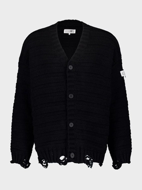 Black V-neck Knitted Cardigan Knitwear Mens - men's sweaters sale