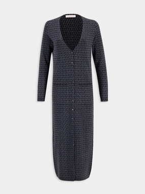 Black V-Neck Toile Iconographe Virgin Wool Cardigan Dress Knitwear Womens - women's knitwear cheap