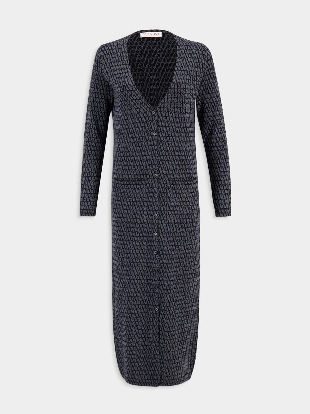 Black V-Neck Toile Iconographe Virgin Wool Cardigan Dress Knitwear Womens - women's knitwear cheap