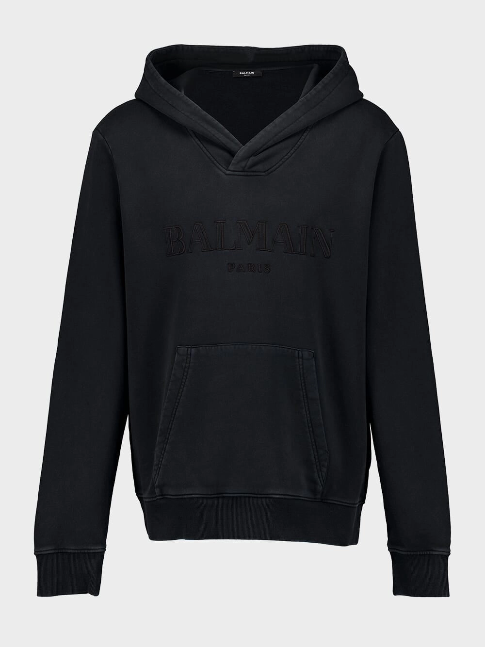 Black Vintage Balmain Embroidered Hoodie Tops Mens - thermal tops