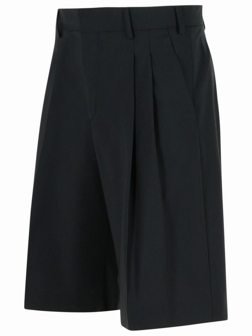 Black Virgin Wool Bermuda Shorts