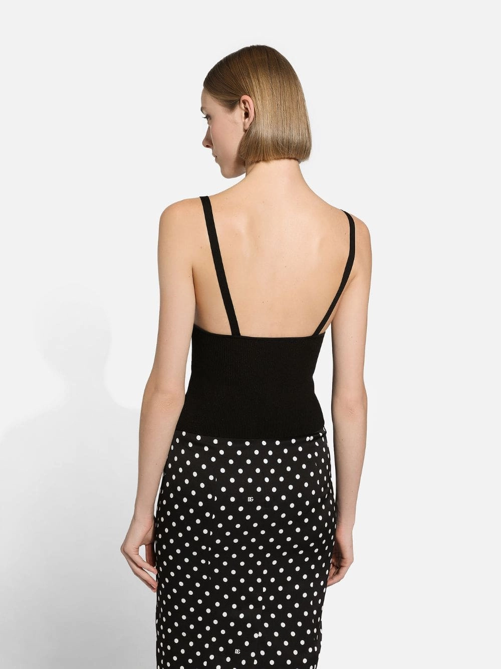 Black Viscose-Knit Vest Top