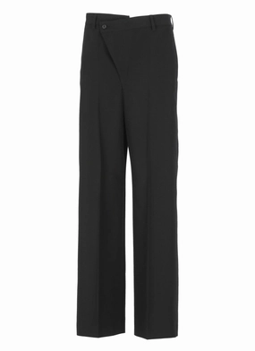 Black Wool Blend Pants womens linen pants discount