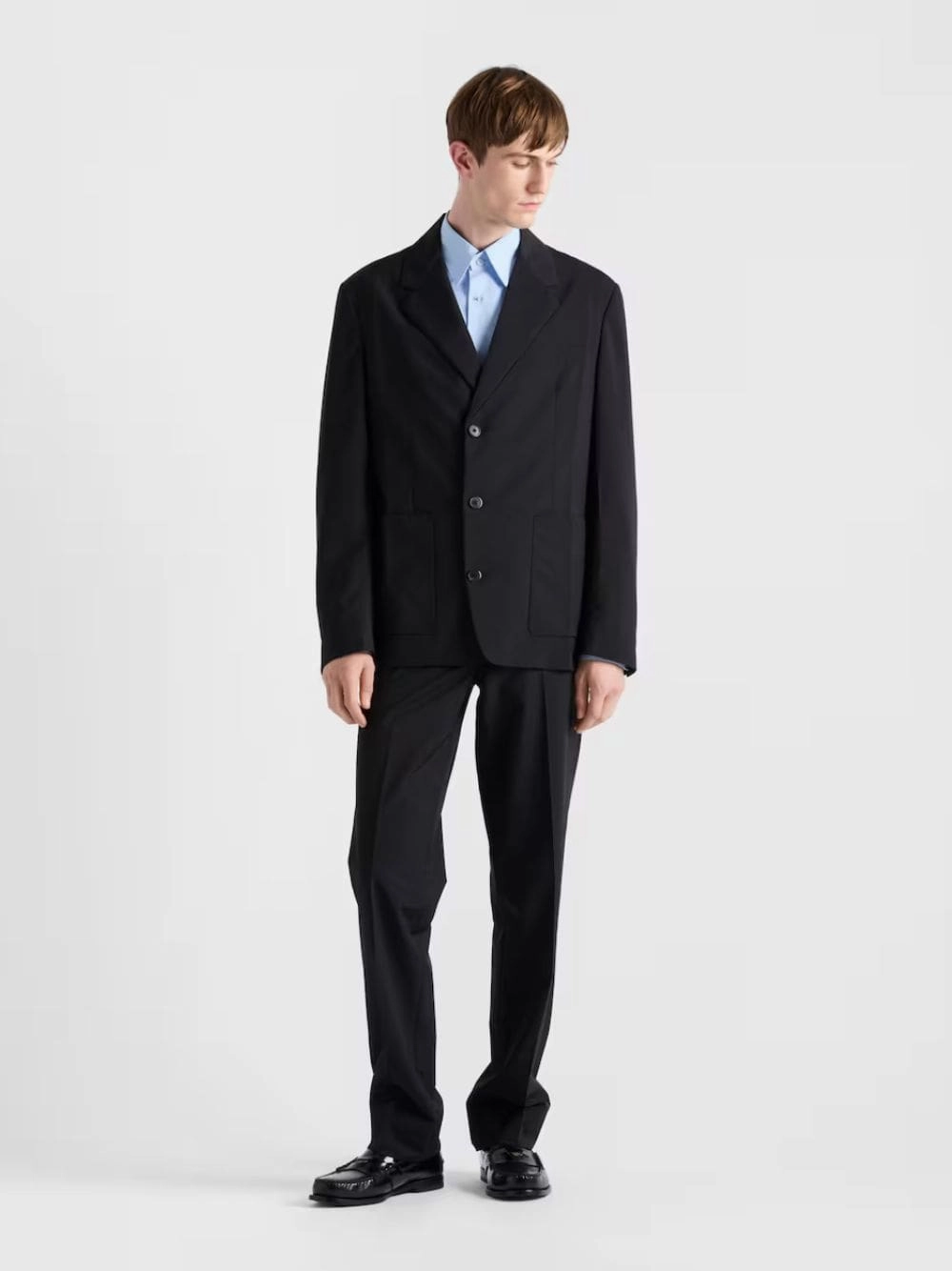 Black Wool Blend Trousers
