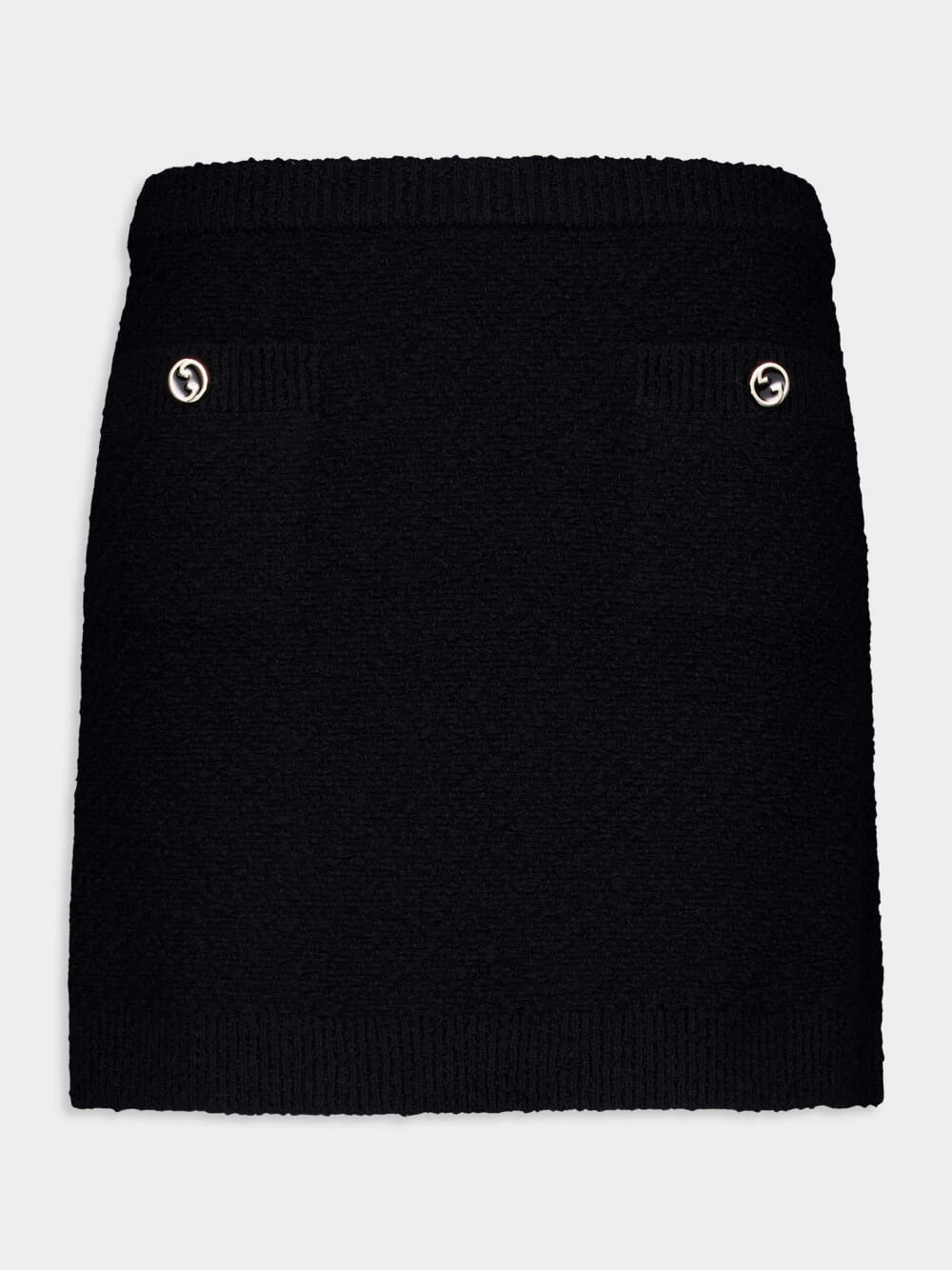 Black Wool Boucl Mini Skirt womens slacks clearance