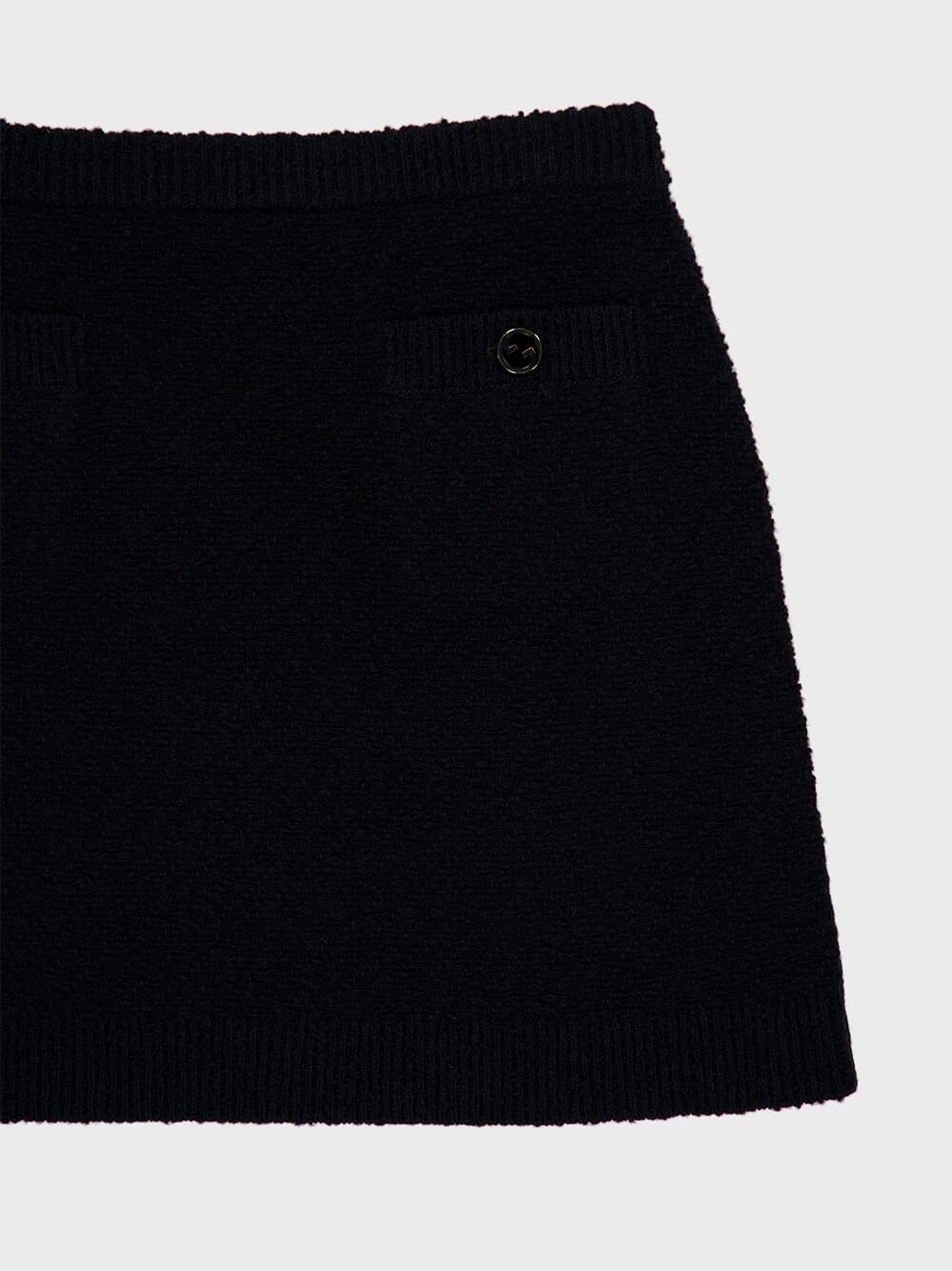 Black Wool Boucl Mini Skirt