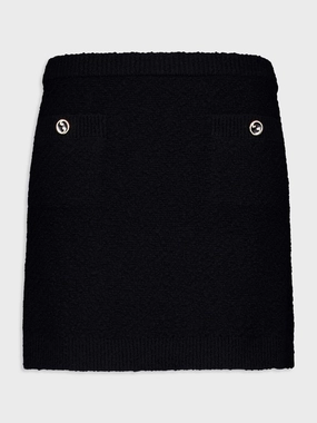 Black Wool Boucl Mini Skirt womens slacks clearance