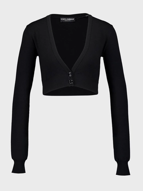 Black Wool Cardigan with Deep V-Neck Knitwear Womens - women's knitwear cheap