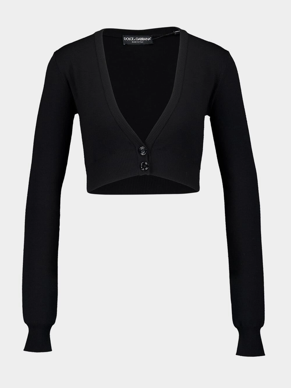 Black Wool Cardigan with Deep V-Neck Knitwear Womens - women's knitwear cheap