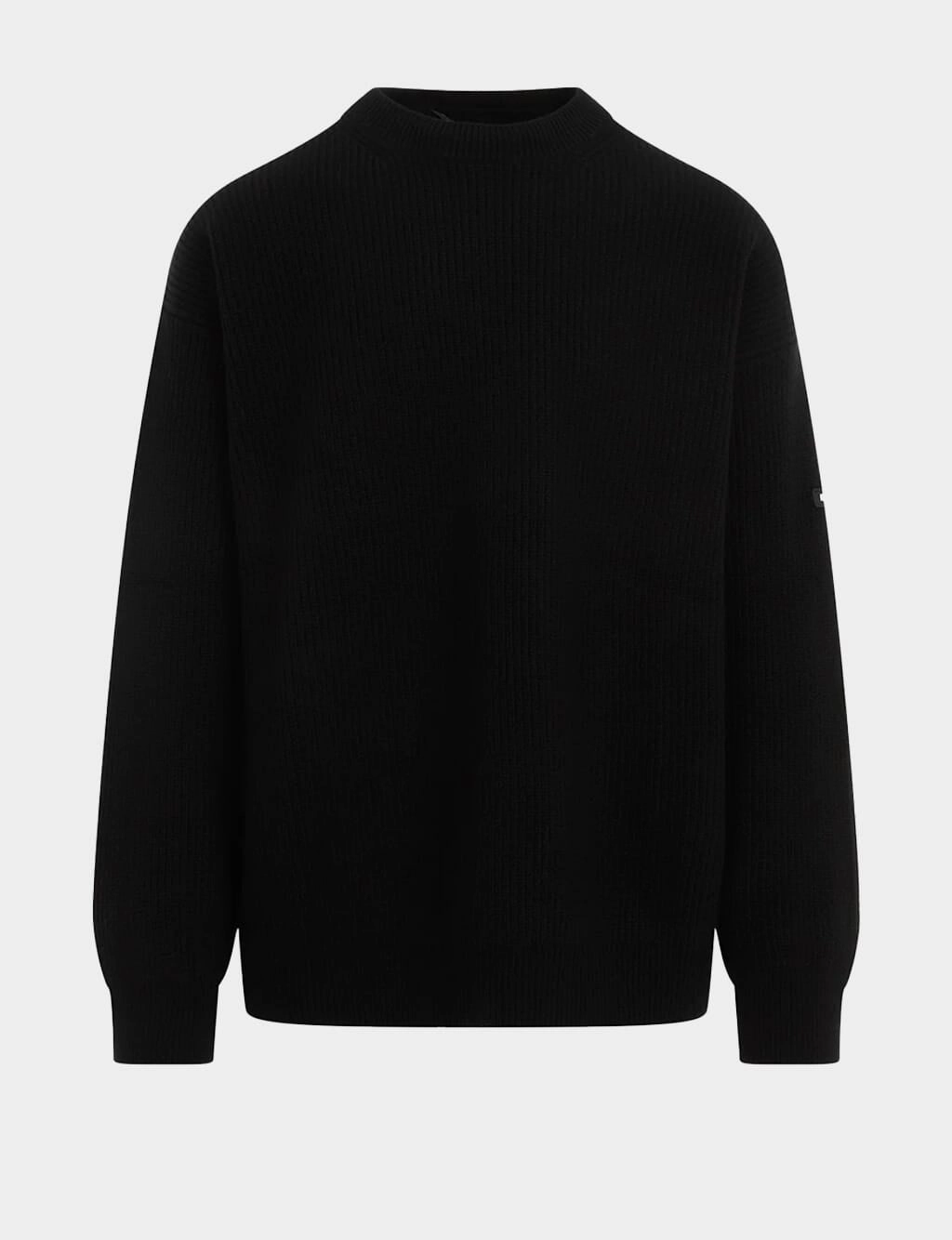 Black Wool Crewneck Sweater Knitwear Mens - men's sweaters sale