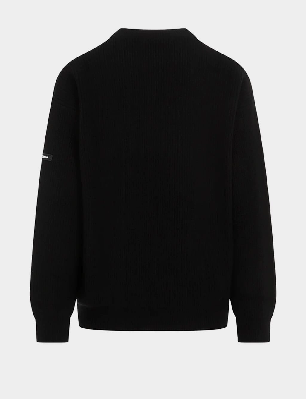 Black Wool Crewneck Sweater