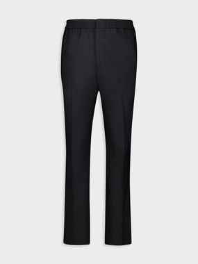 Black Wool Elasticated Waist Trousers Suits Mens - men's suits outlet