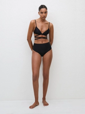 Black Wrap Triangle Top Swim Womens clearance sale