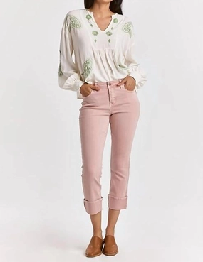 Blaire Cuffed Jean In Blush bottoms for women sale