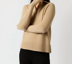 Blaire Johnny Collar Sweater In Oat Tops Womens - sheer tops clearance