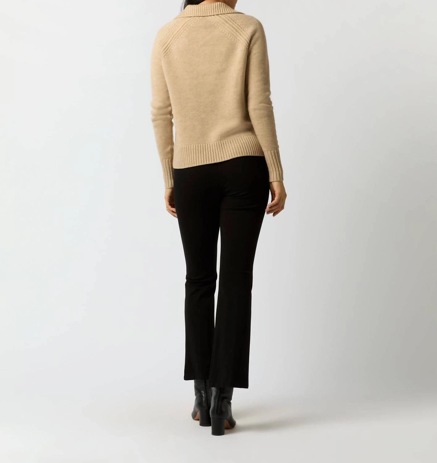 Blaire Johnny Collar Sweater In Oat