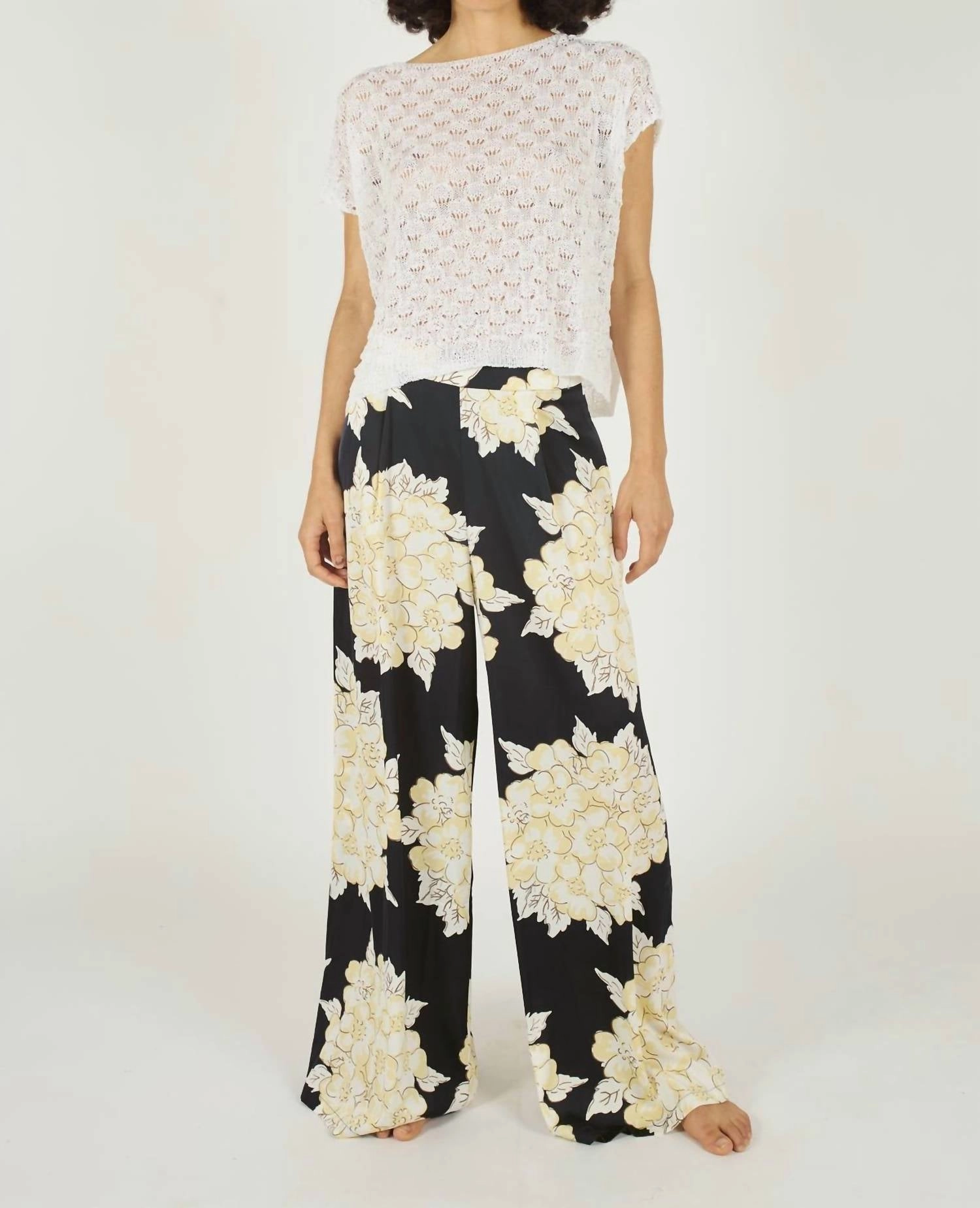 Blooming Lovely Evie Trousers In Navy/ Cream