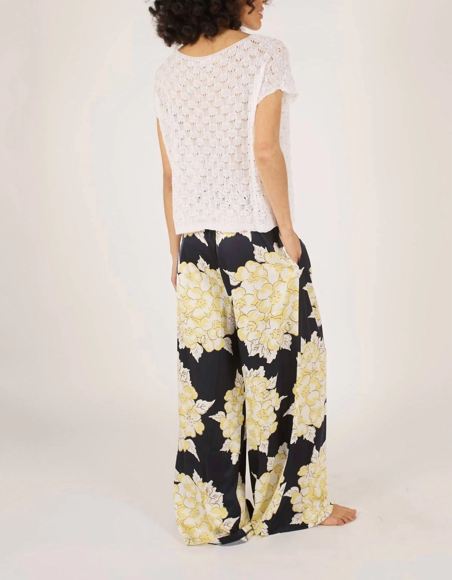 Blooming Lovely Evie Trousers In Navy/ Cream