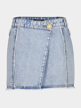 Blue Asymmetric Denim Skirt womens slacks clearance