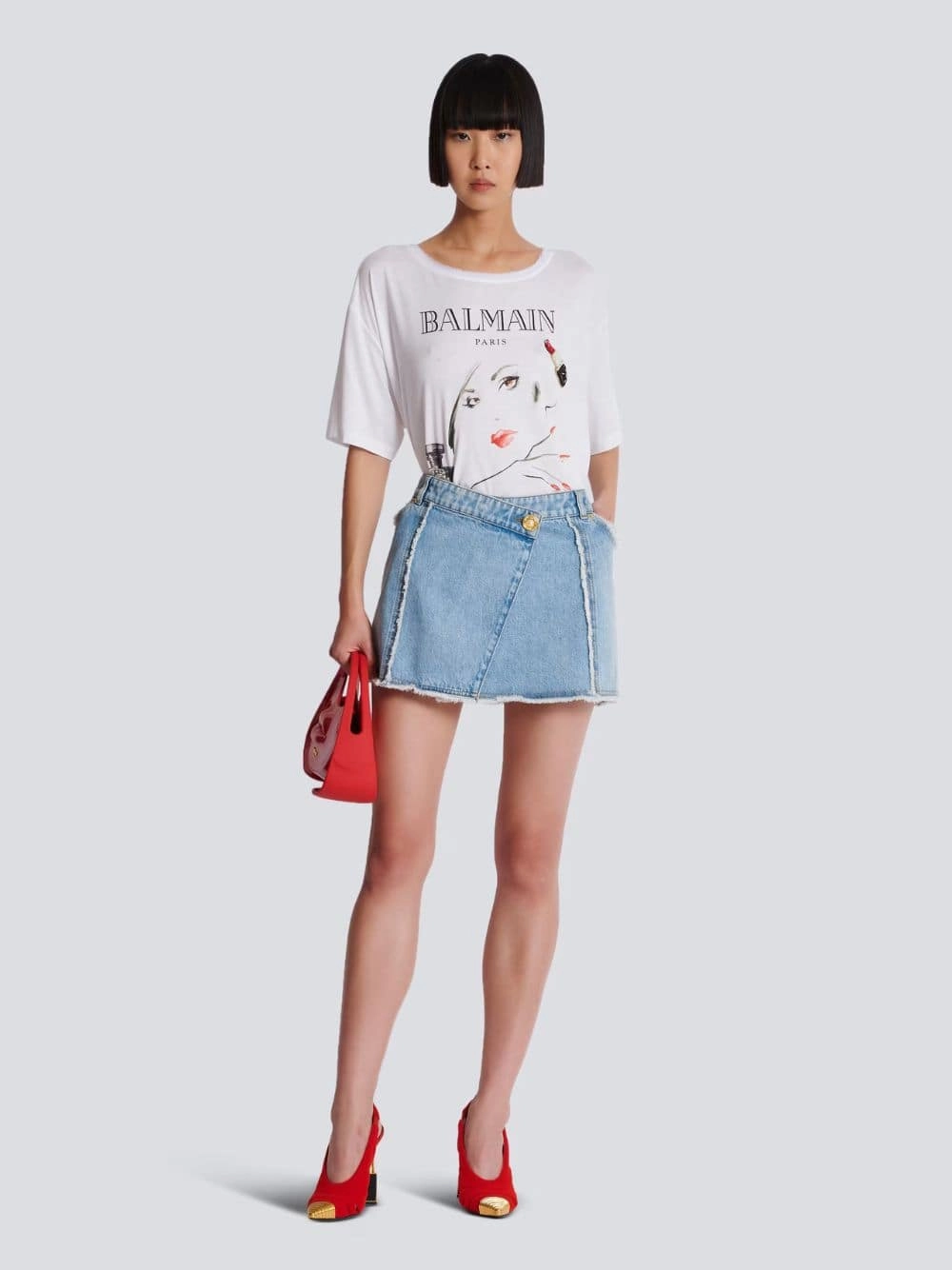 Blue Asymmetric Denim Skirt