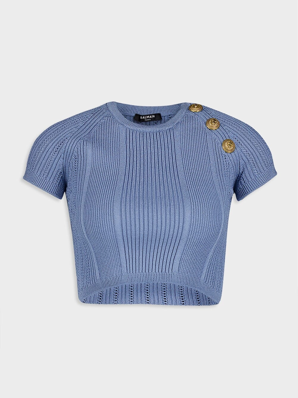 Blue Buttoned Knit Top Knitwear Womens - women's knitwear cheap