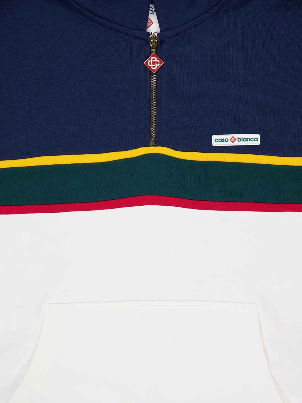 Blue Colourblock Quarter Zip Hooded Sweatshirt