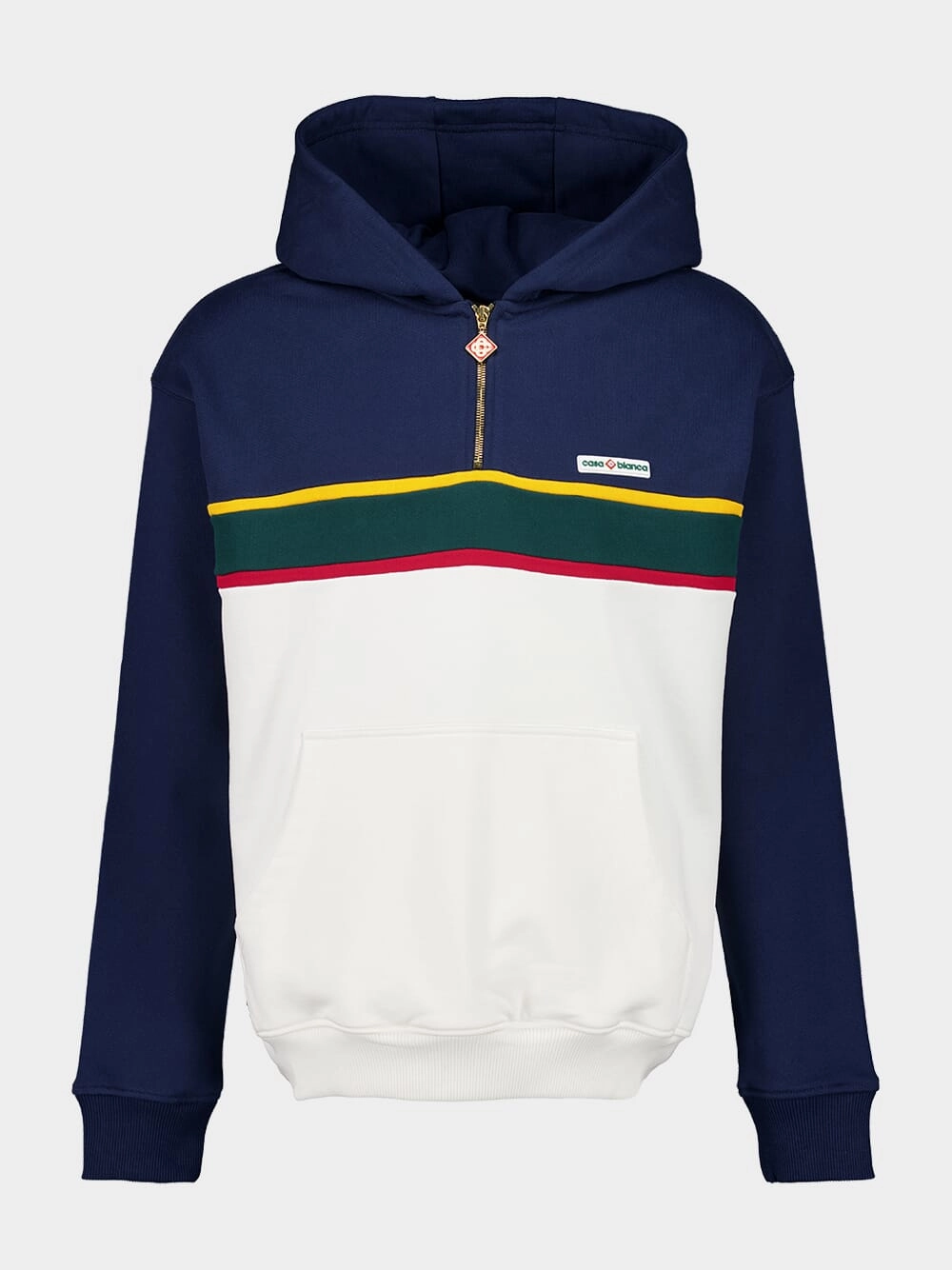 Blue Colourblock Quarter Zip Hooded Sweatshirt Tops Mens - thermal tops