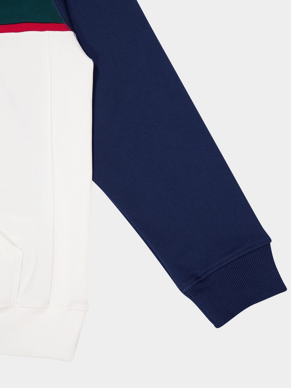 Blue Colourblock Quarter Zip Hooded Sweatshirt