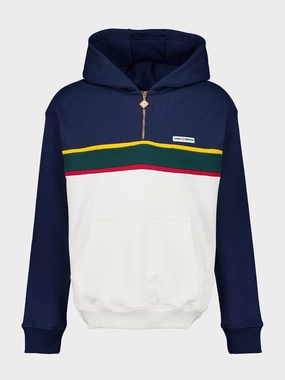 Blue Colourblock Quarter Zip Hooded Sweatshirt Tops Mens - thermal tops