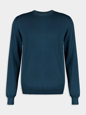 Blue Cotton Crew Neck Sweatshirt Tops Mens - thermal tops