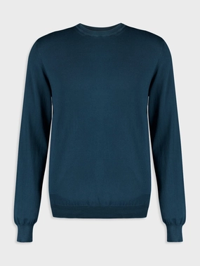 Blue Cotton Crew Neck Sweatshirt Knitwear Mens - men's sweaters sale