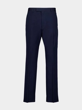 Blue Cotton Gabardine Pant with Web Suits Mens - men's suits outlet