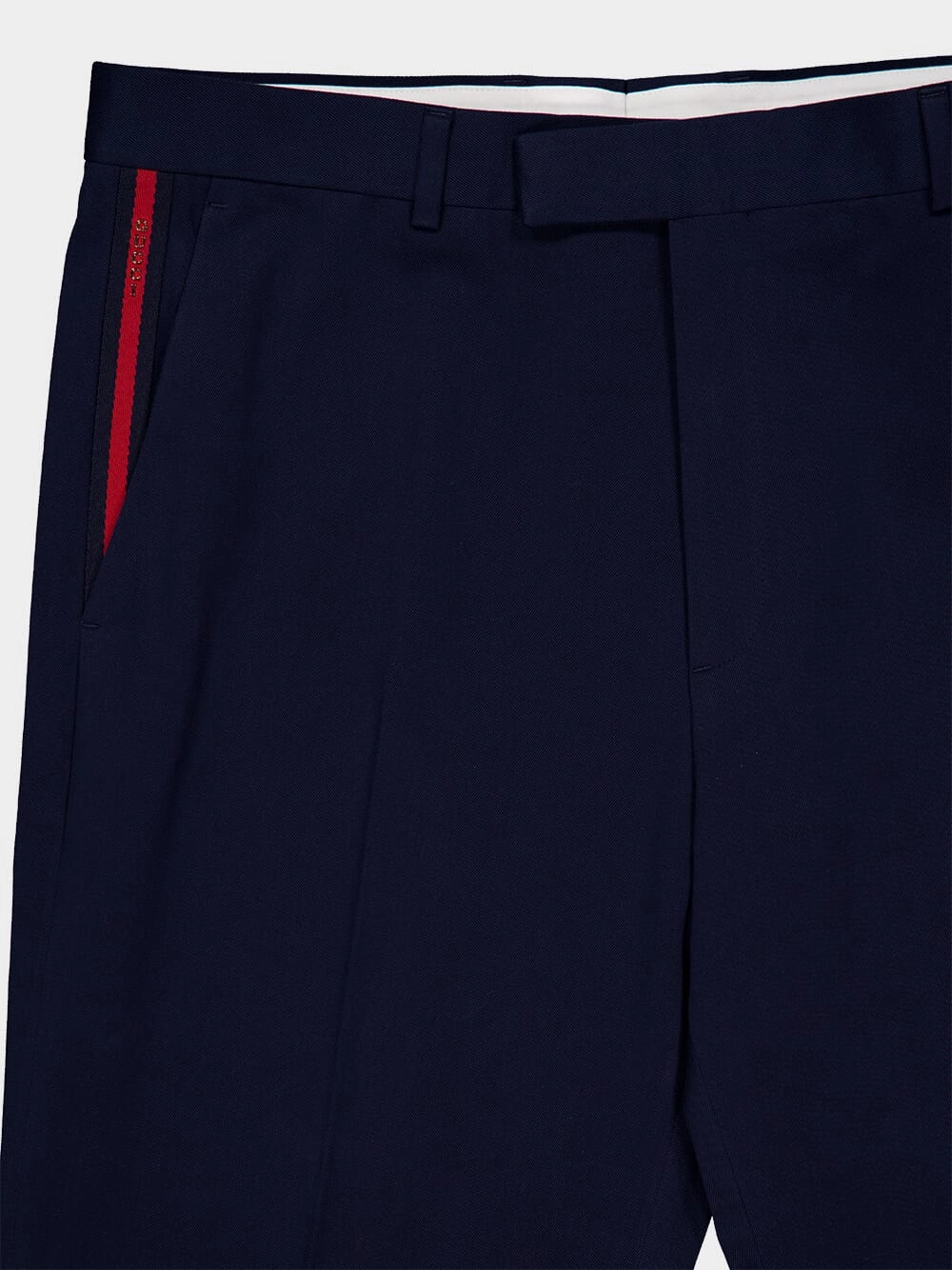 Blue Cotton Gabardine Pant with Web