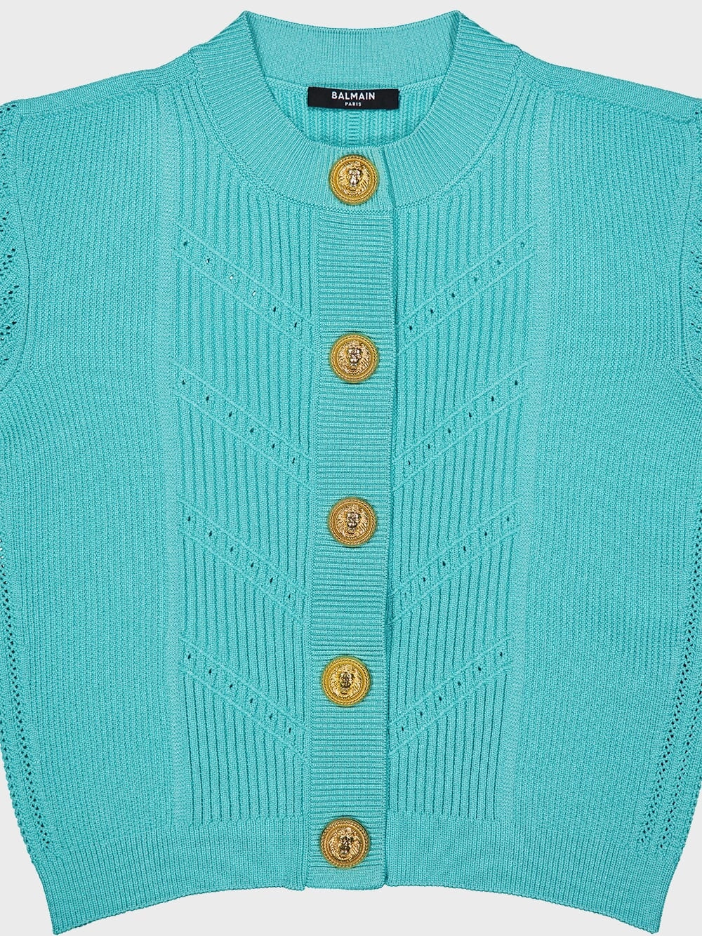 Blue Cropped Knit Cardigan